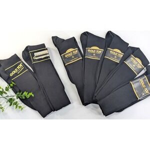 BLACK NWT LOT 7⭐️Gold Toe Vintage USA Canterbury Metropolitan Adam's Rib Socks